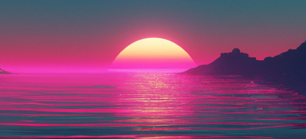 An illustration of a pink sunset