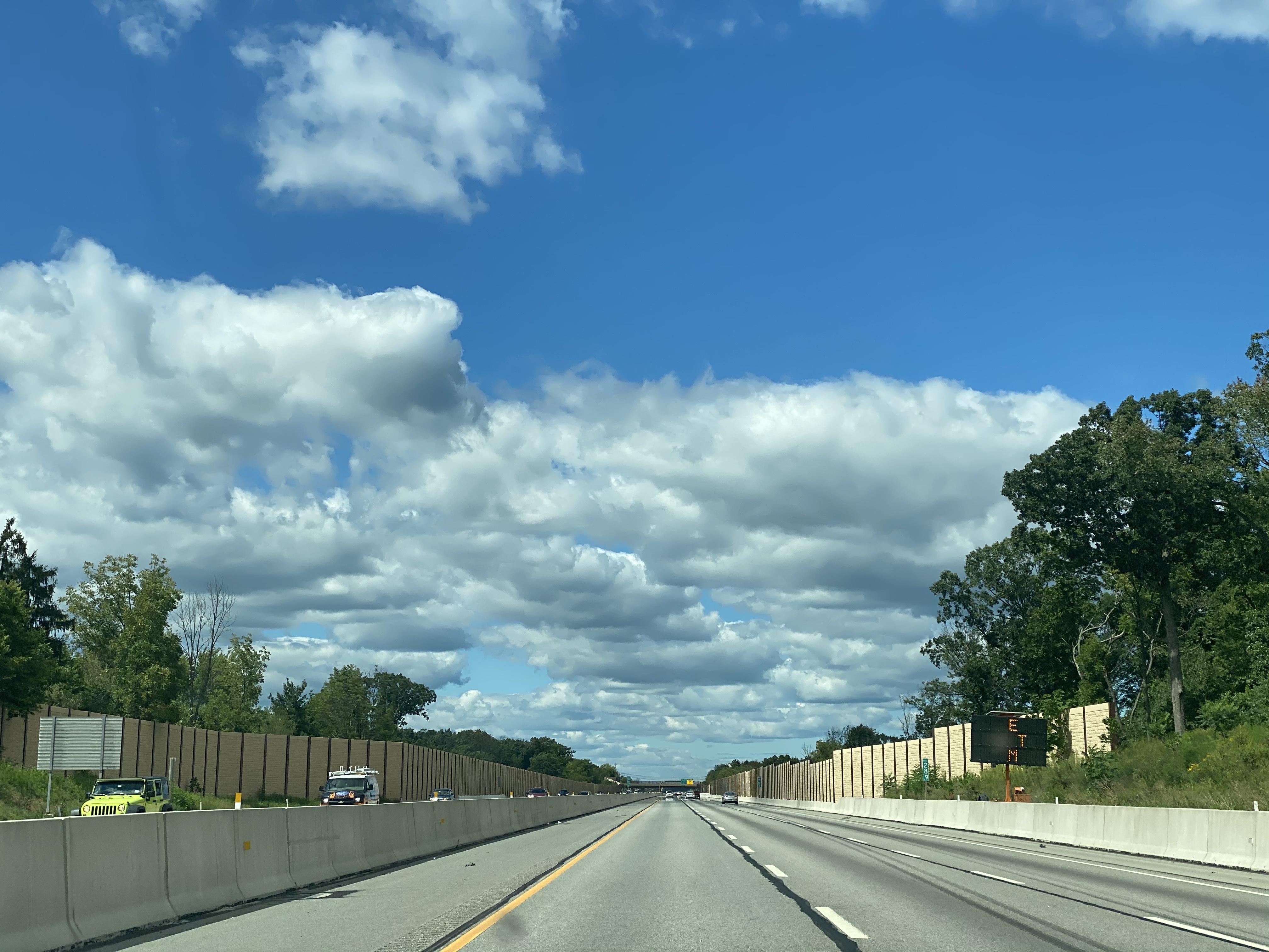 Long shot of cars on a highway