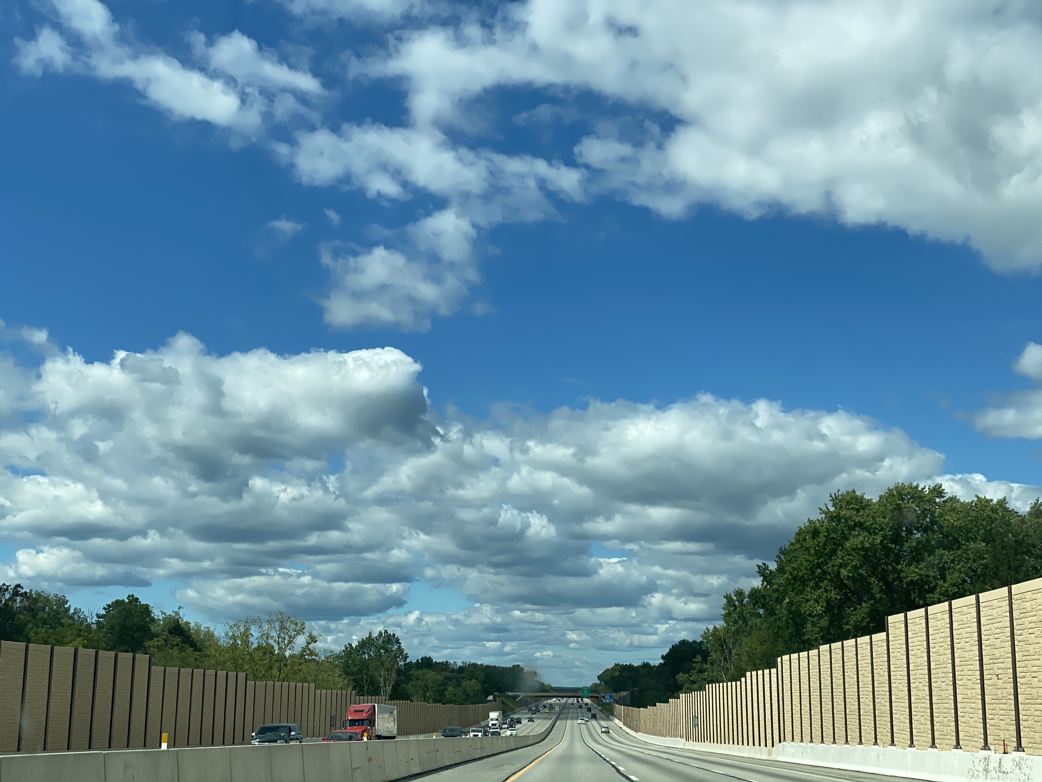 Long shot of cars on a highway